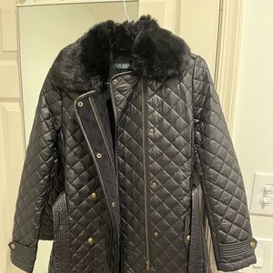 RL (RALPH LAUREN) SOFT NYLON COAT WITH FAUX FUR Collar-AMAZING!